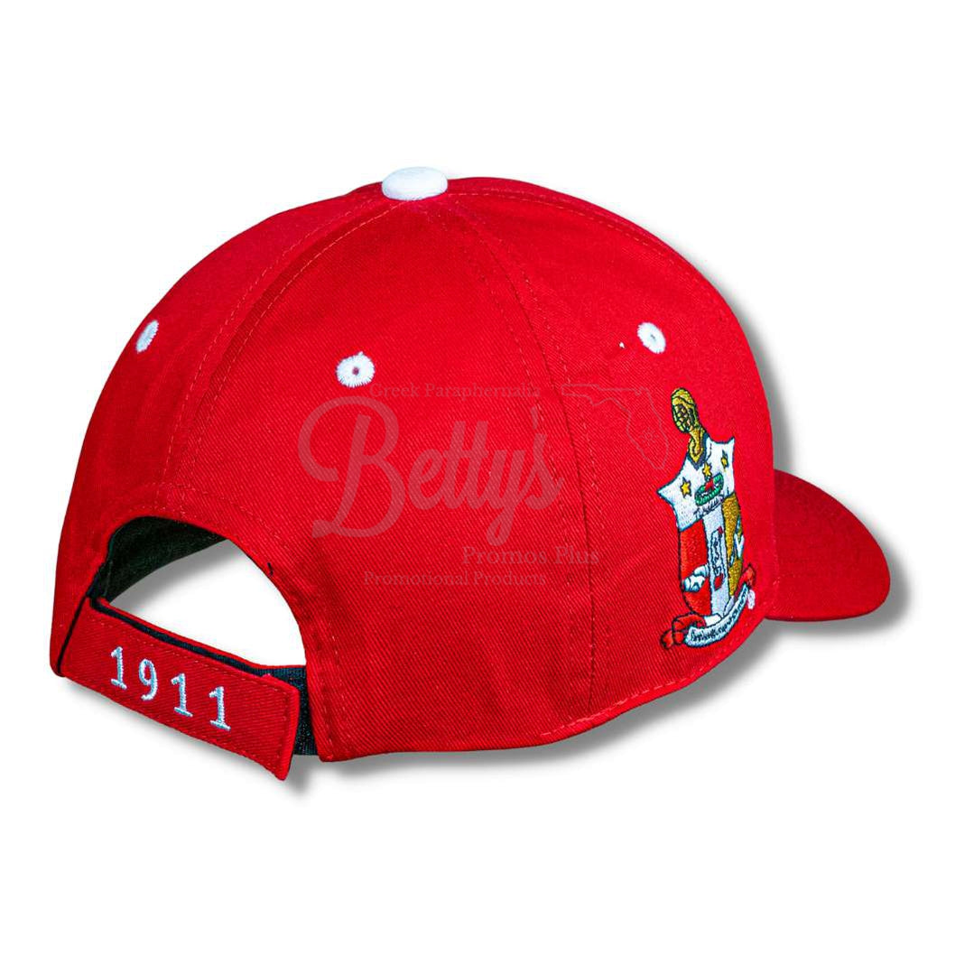 Kappa Alpha Psi ΚΑΨ Embroidered Shield Baseball CapRed-Betty's Promos Plus Greek Paraphernalia