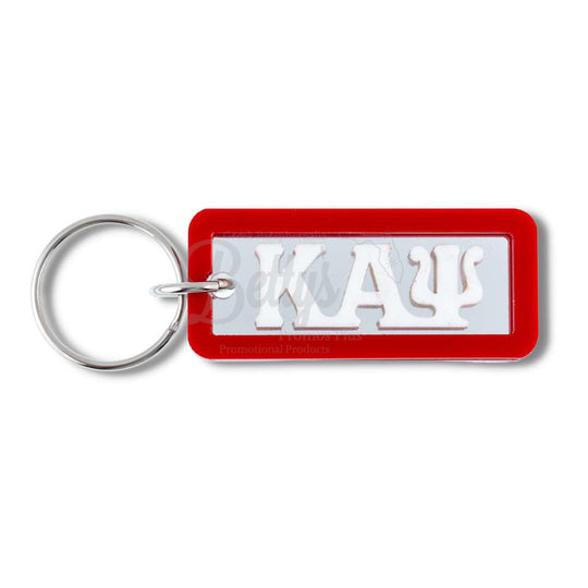 Kappa Alpha Psi ΚΑΨ Greek Letters Rectangular Acrylic Mirror Keychain with Red TrimRed-Betty's Promos Plus Greek Paraphernalia