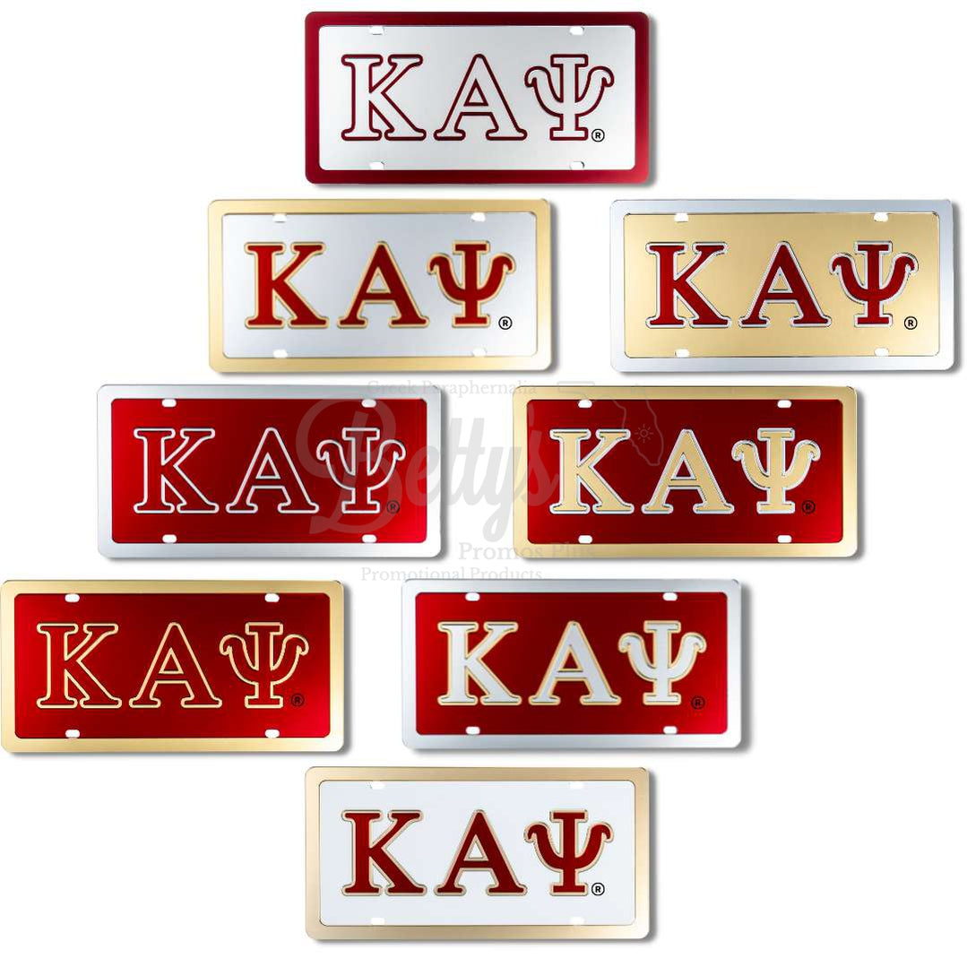 Kappa Alpha Psi ΚΑΨ Laser Engraved Mirrored Acrylic Auto Tag License Plate-Betty's Promos Plus Greek Paraphernalia