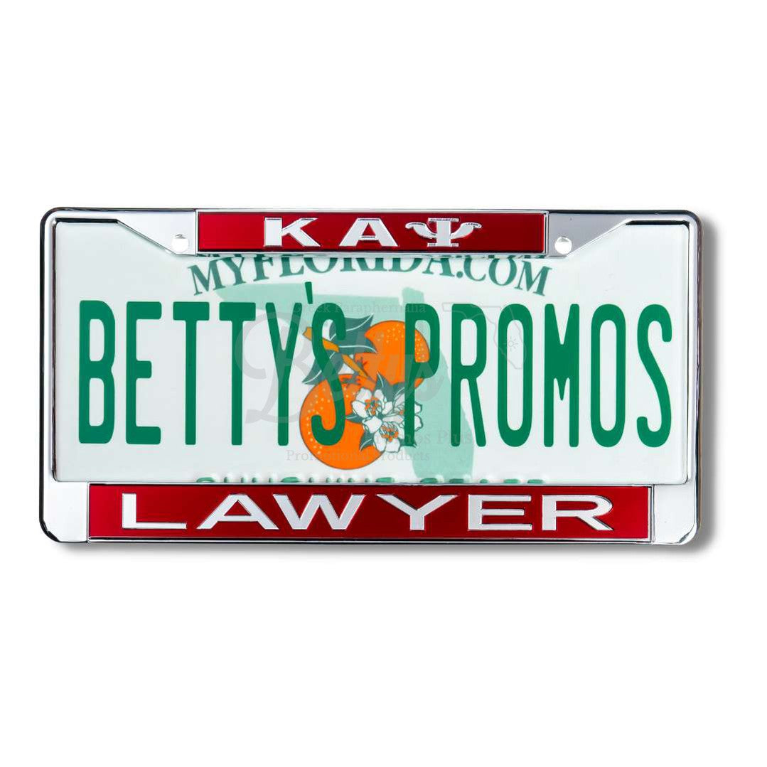 Kappa Alpha Psi ΚΑΨ Lawyer Acrylic Mirror Laser Engraved Auto Tag License Plate FrameRed Top-Red Bottom-Betty's Promos Plus Greek Paraphernalia