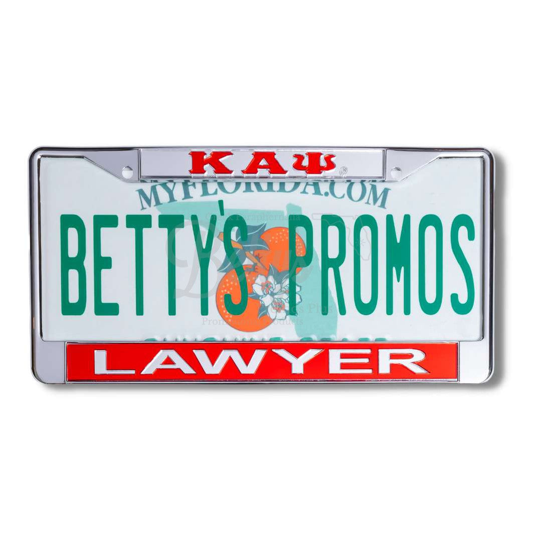 Kappa Alpha Psi ΚΑΨ Lawyer Acrylic Mirror Laser Engraved Auto Tag License Plate FrameSilver Top-Red Bottom-Betty's Promos Plus Greek Paraphernalia