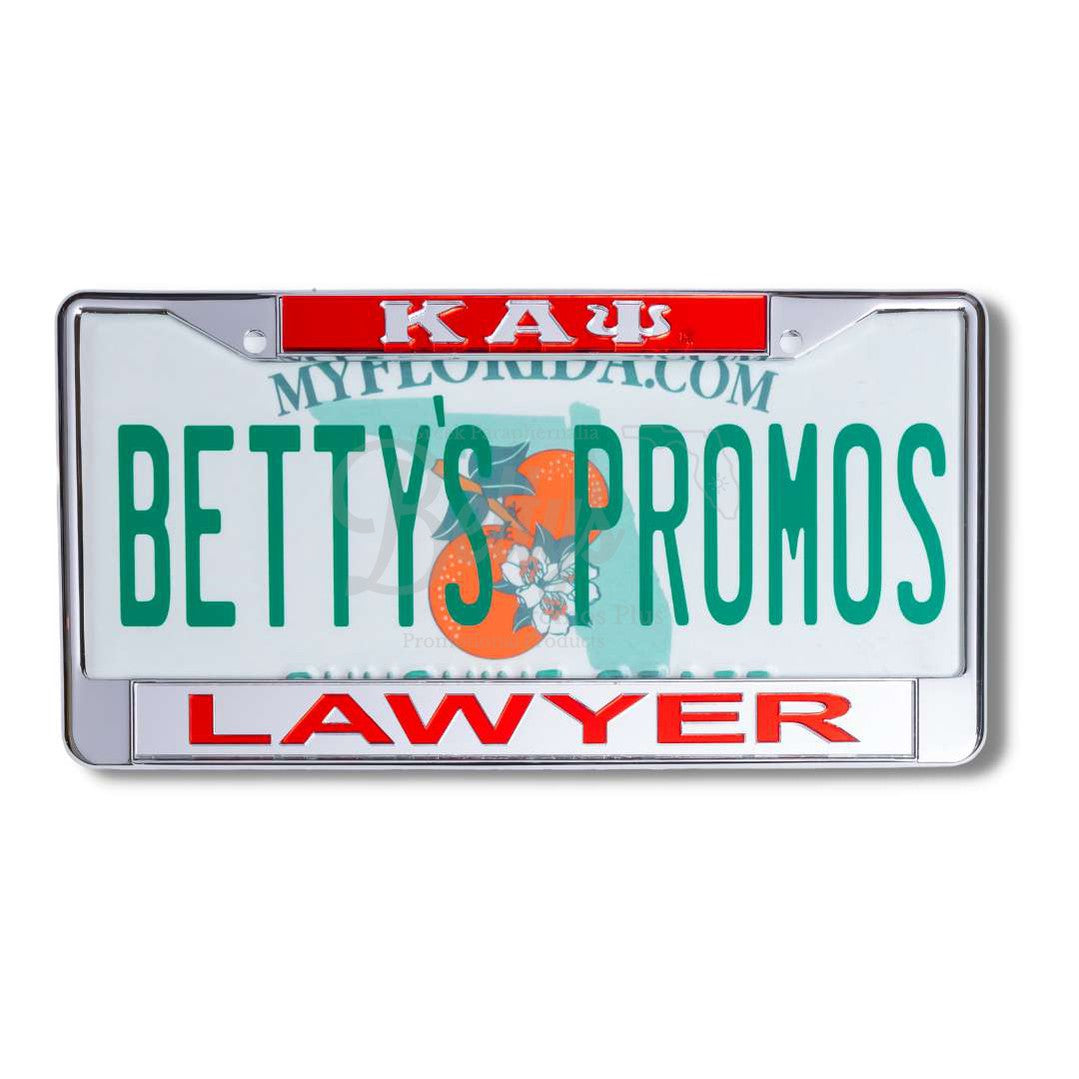Kappa Alpha Psi ΚΑΨ Lawyer Acrylic Mirror Laser Engraved Auto Tag License Plate FrameRed Top-Silver Bottom-Betty's Promos Plus Greek Paraphernalia