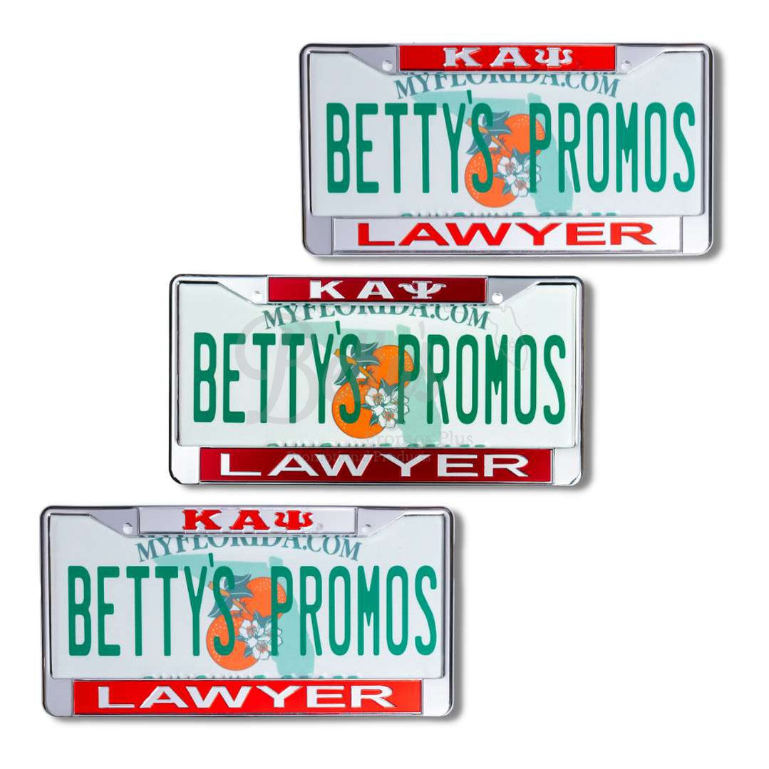 Kappa Alpha Psi ΚΑΨ Lawyer Acrylic Mirror Laser Engraved Auto Tag License Plate Frame-Betty's Promos Plus Greek Paraphernalia