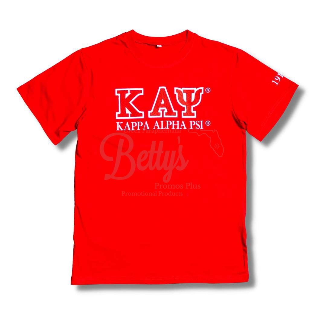 Kappa Alpha Psi ΚΑΨ Luxury Embroidered T-Shirt with 1911 SleeveRed-Small-Betty's Promos Plus Greek Paraphernalia