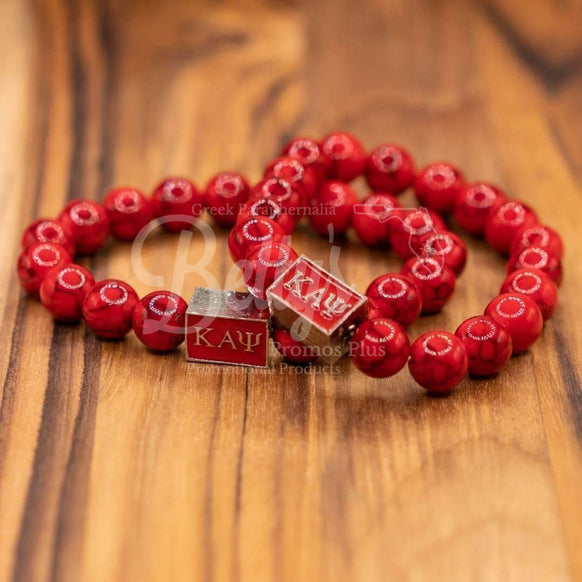 Kappa Alpha Psi ΚΑΨ Marbled Beaded BraceletRed-Betty's Promos Plus Greek Paraphernalia