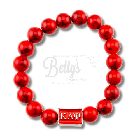 Kappa Alpha Psi ΚΑΨ Marbled Beaded BraceletRed-Betty's Promos Plus Greek Paraphernalia