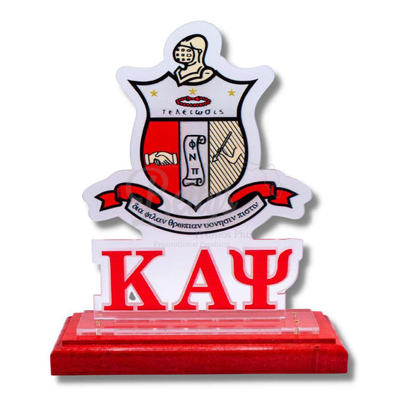 Kappa Alpha Psi ΚΑΨ Shield Desk Ornament PlaqueRed Base-Betty's Promos Plus Greek Paraphernalia