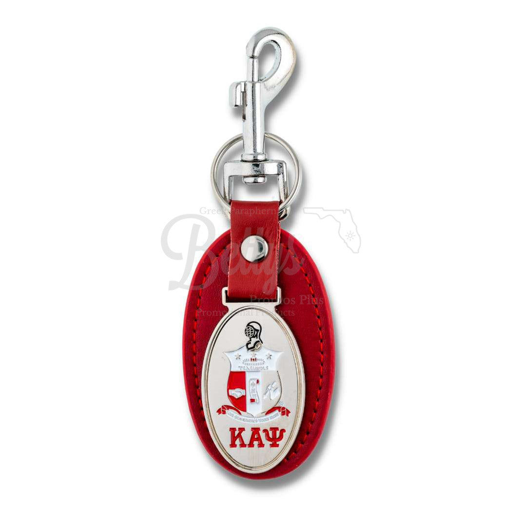 Kappa Alpha Psi ΚΑΨ Shield Keychain Leather Key FobRed-Betty's Promos Plus Greek Paraphernalia