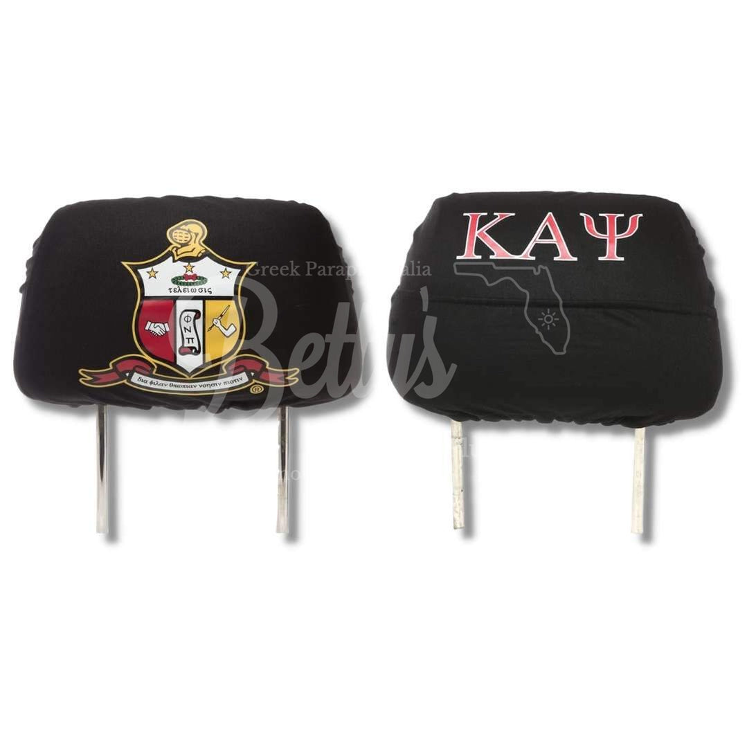 Kappa Alpha Psi ΚΑΨ Shield with Greek Letters Car Seat Headrest CoverBlack-Betty's Promos Plus Greek Paraphernalia