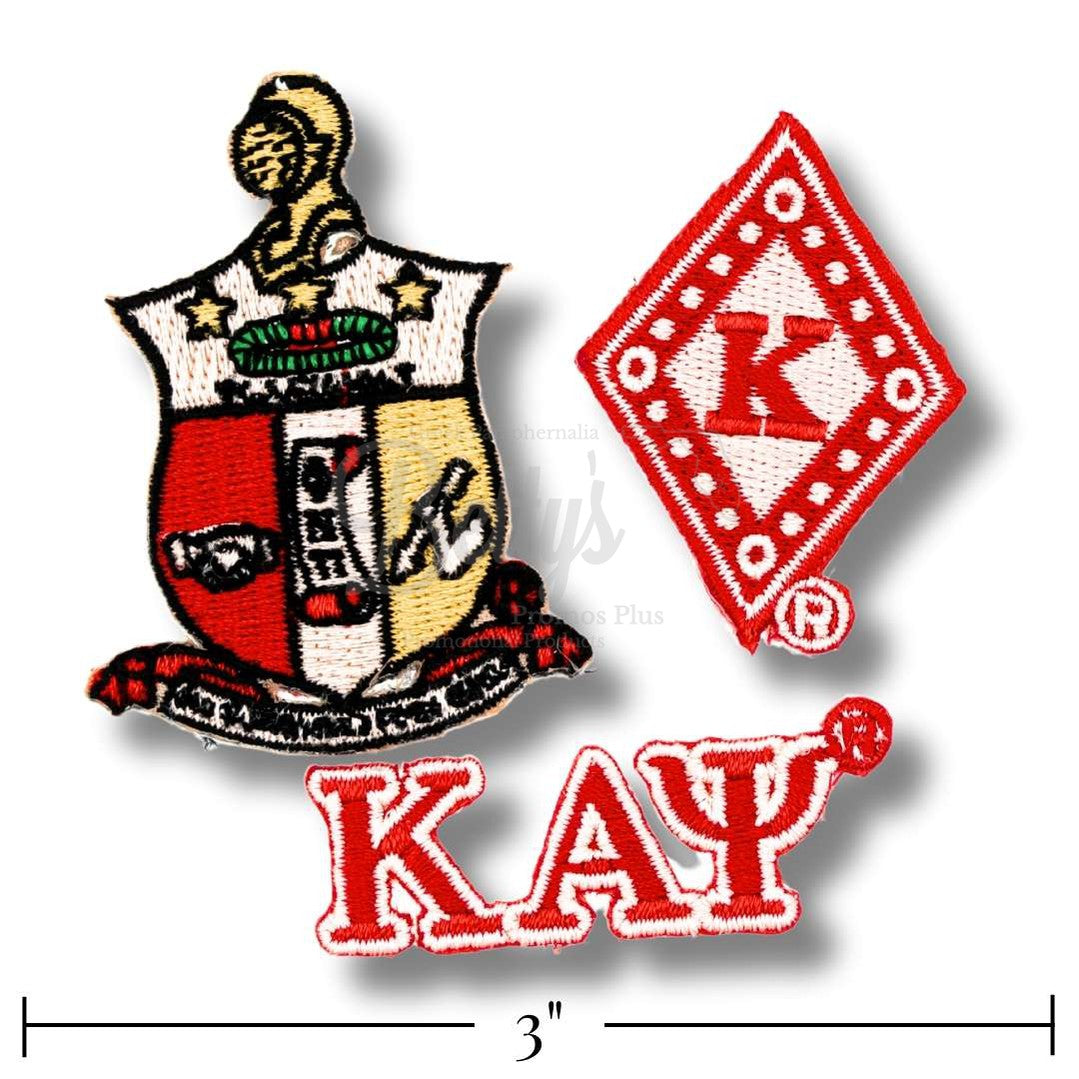 Kappa Alpha Psi ΚΑΨ Stick-On Embroidered Patch Set of 3 PatchesPack #1-Betty's Promos Plus Greek Paraphernalia