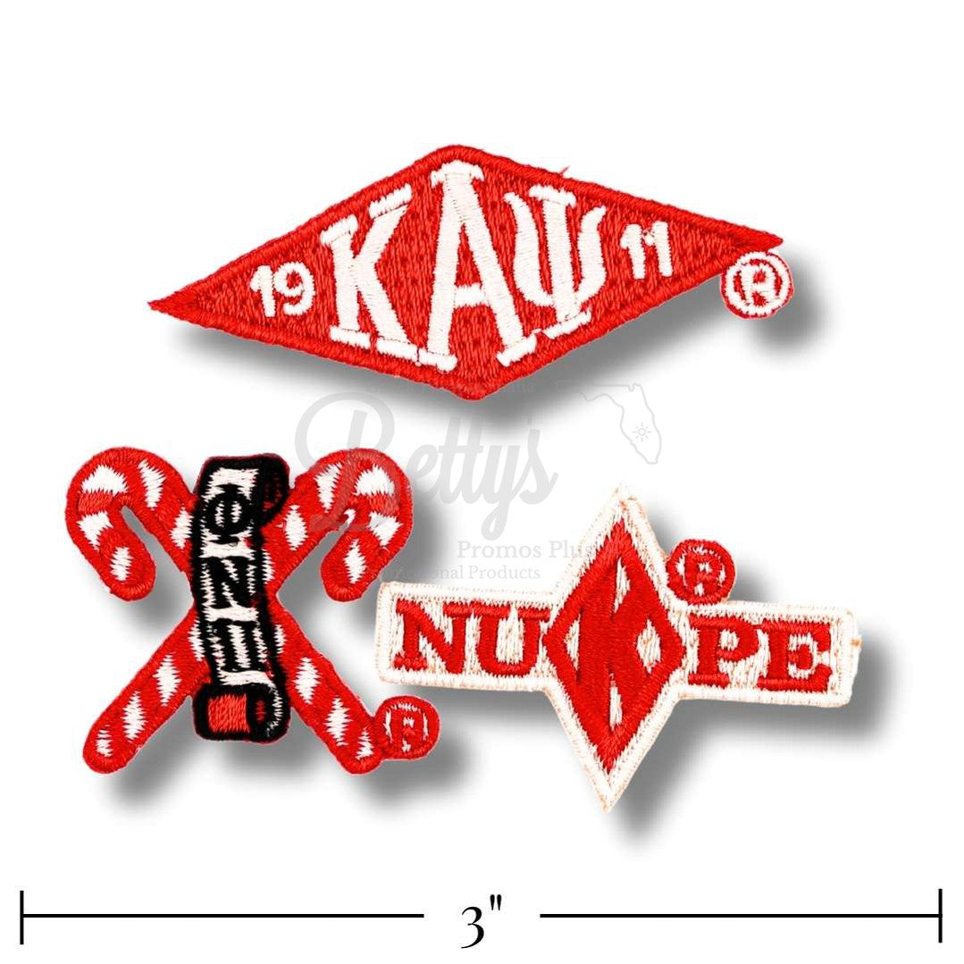 Kappa Alpha Psi ΚΑΨ Stick-On Embroidered Patch Set of 3 PatchesPack #2-Betty's Promos Plus Greek Paraphernalia