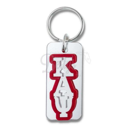 Kappa Alpha Psi ΚΑΨ Vertical Block Acrylic KeychainSilver-Betty's Promos Plus Greek Paraphernalia