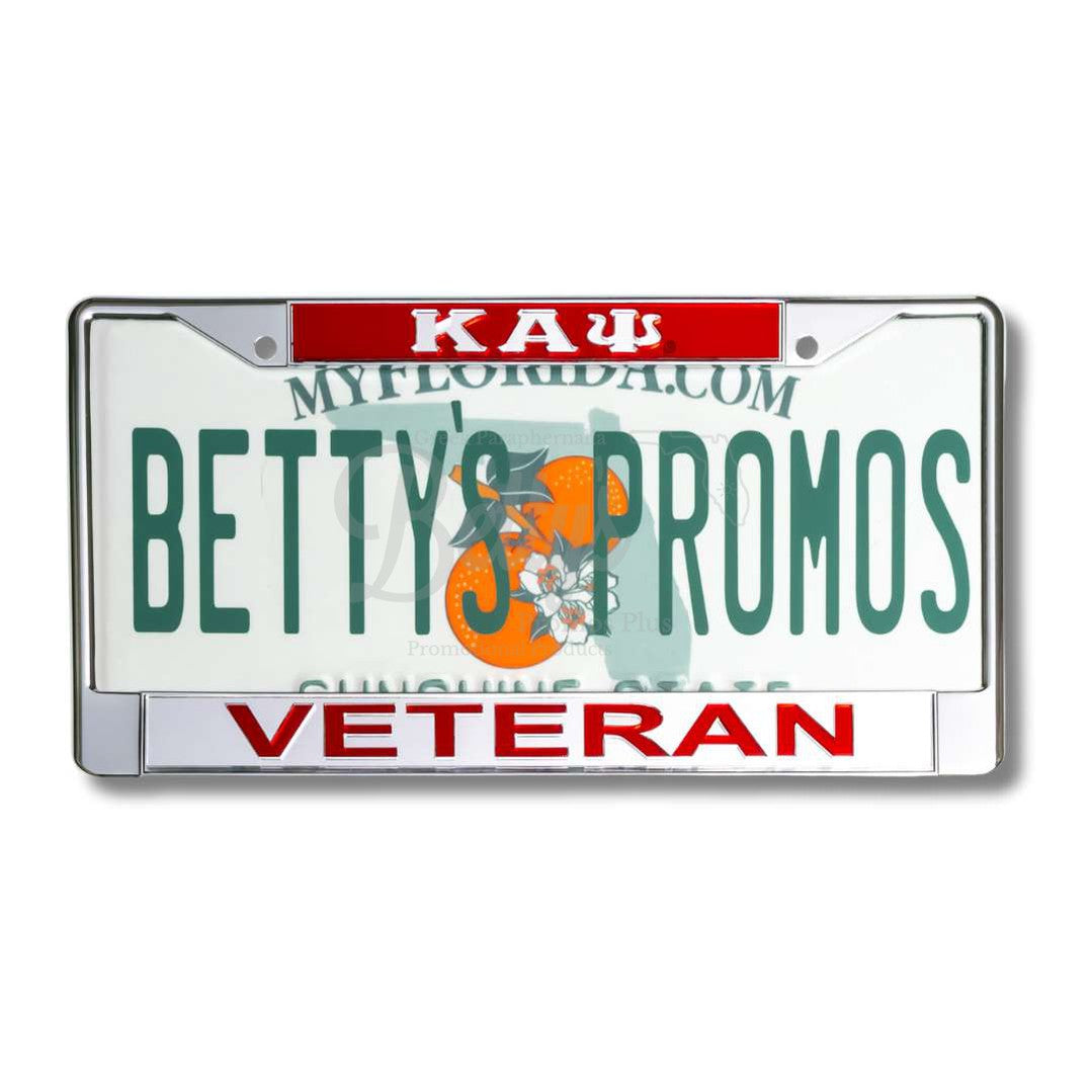 Kappa Alpha Psi ΚΑΨ Veteran Metal Acrylic Mirror Laser Engraved Auto Tag FrameRed Top-Silver Bottom-Betty's Promos Plus Greek Paraphernalia