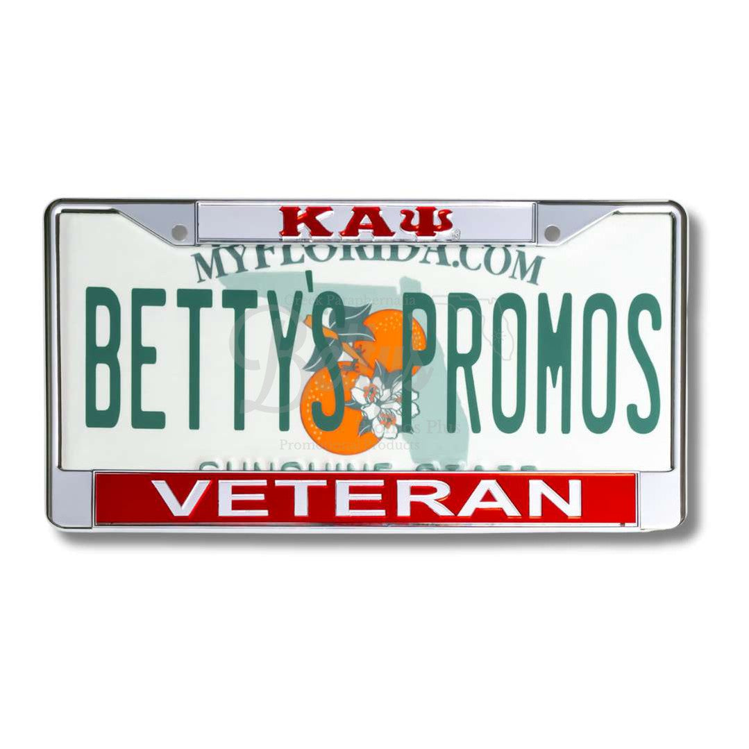 Kappa Alpha Psi ΚΑΨ Veteran Metal Acrylic Mirror Laser Engraved Auto Tag FrameSilver Top-Red Bottom-Betty's Promos Plus Greek Paraphernalia