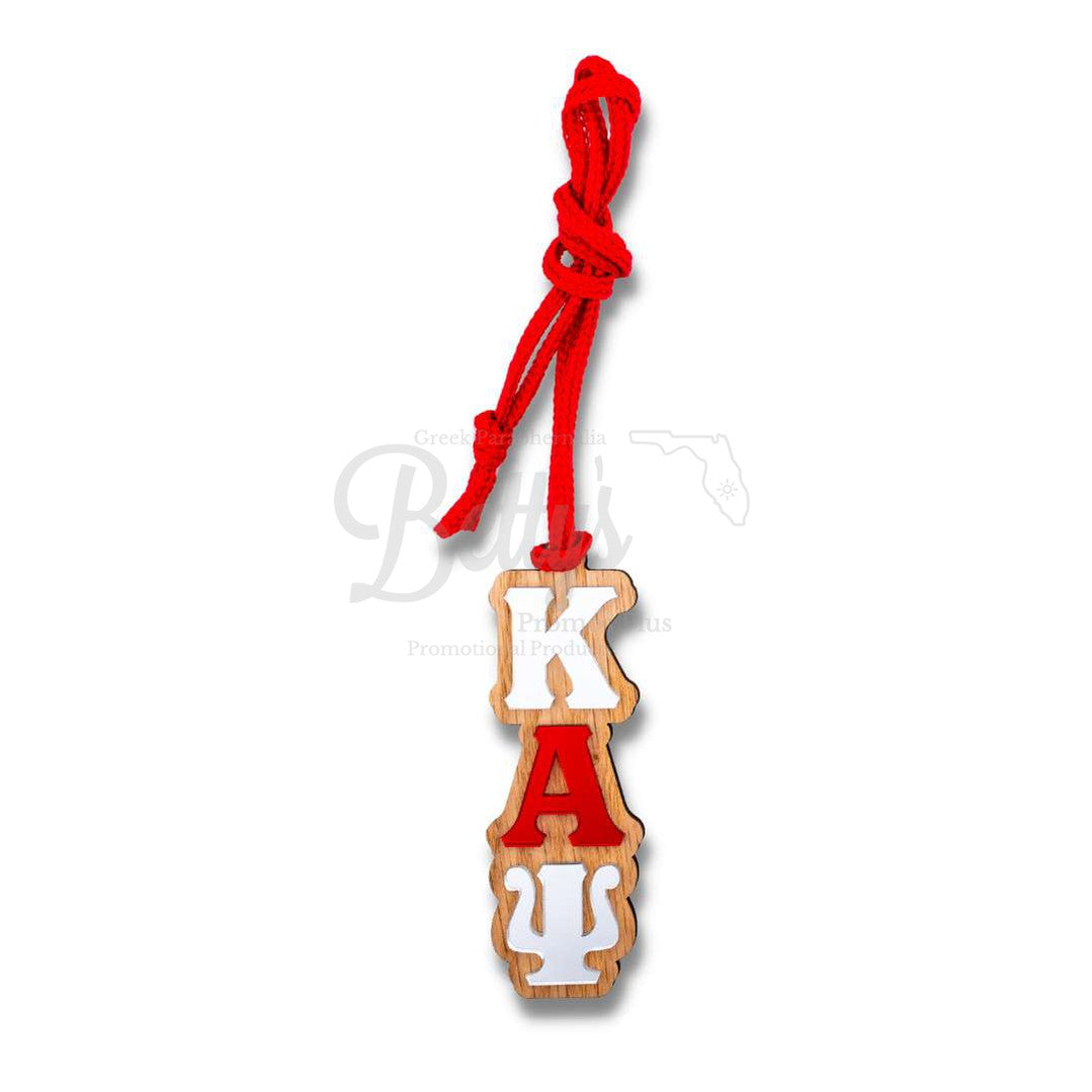 Kappa Alpha Psi ΚΑΨ Wood with Acrylic Greek Letters Tiki NecklaceRed-Betty's Promos Plus Greek Paraphernalia