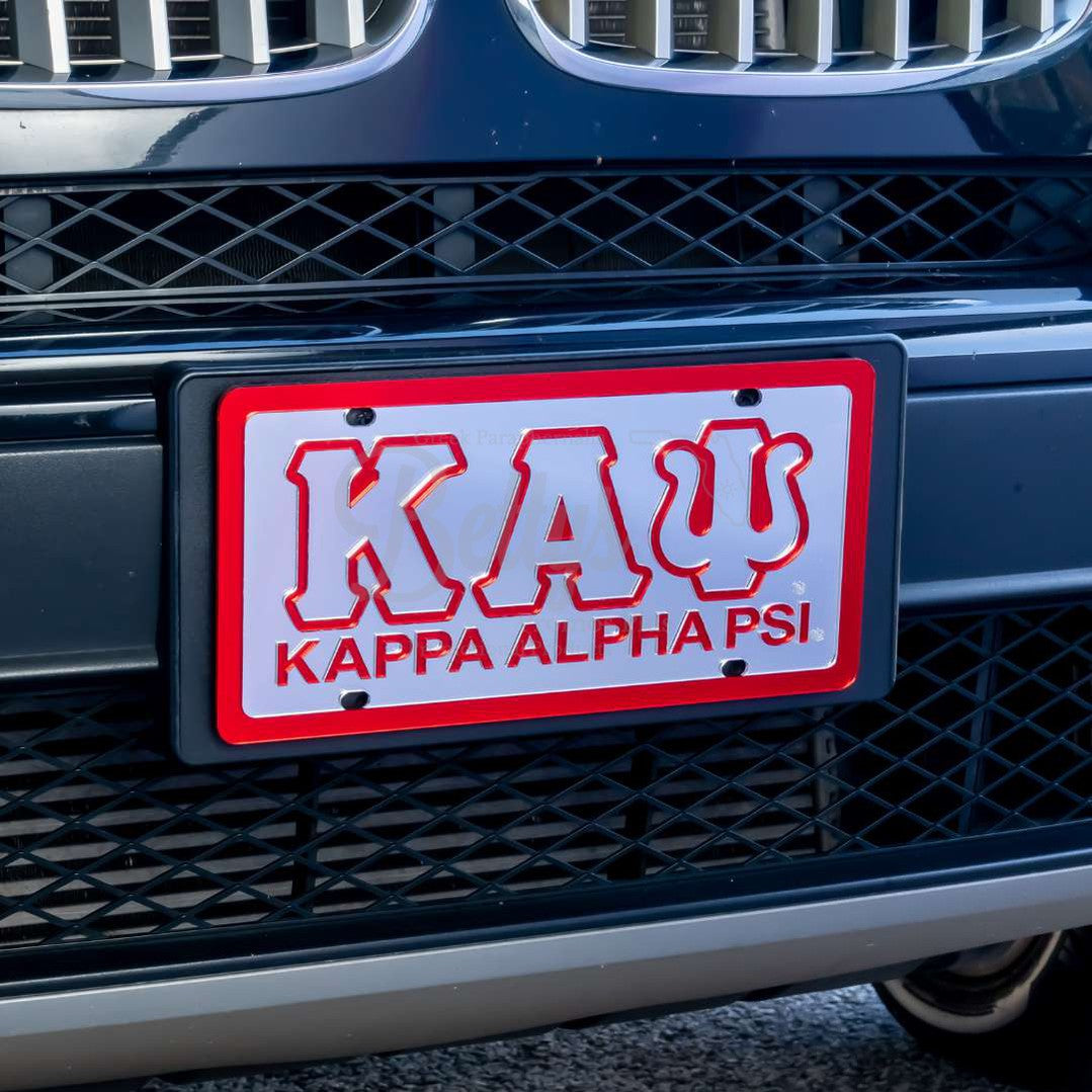 Kappa Alpha Psi ΚΑΨ with Kappa Alpha Psi Laser Engraved Mirrored Acrylic Auto Tag License Plate-Betty's Promos Plus Greek Paraphernalia