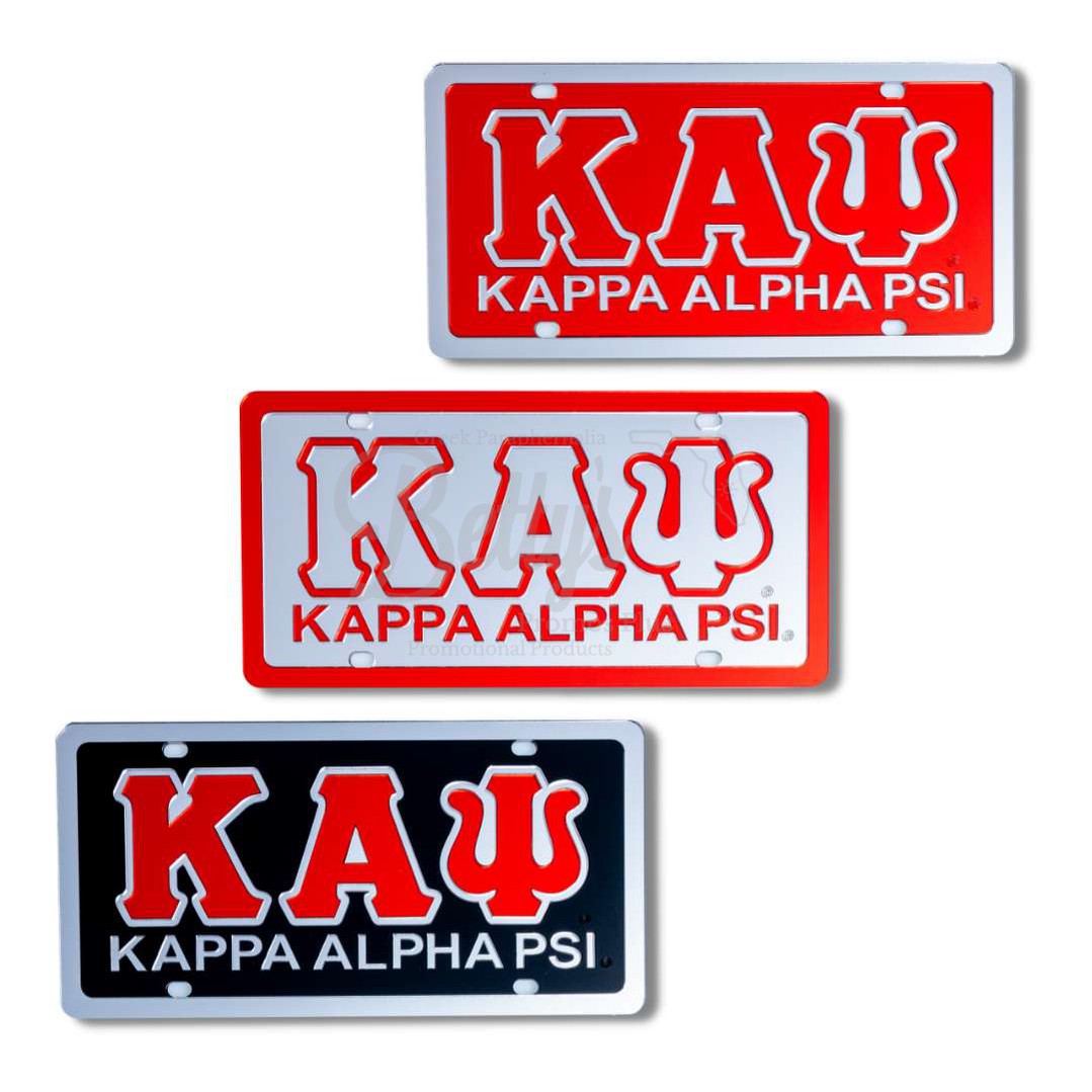 Kappa Alpha Psi ΚΑΨ with Kappa Alpha Psi Laser Engraved Mirrored Acrylic Auto Tag License Plate-Betty's Promos Plus Greek Paraphernalia