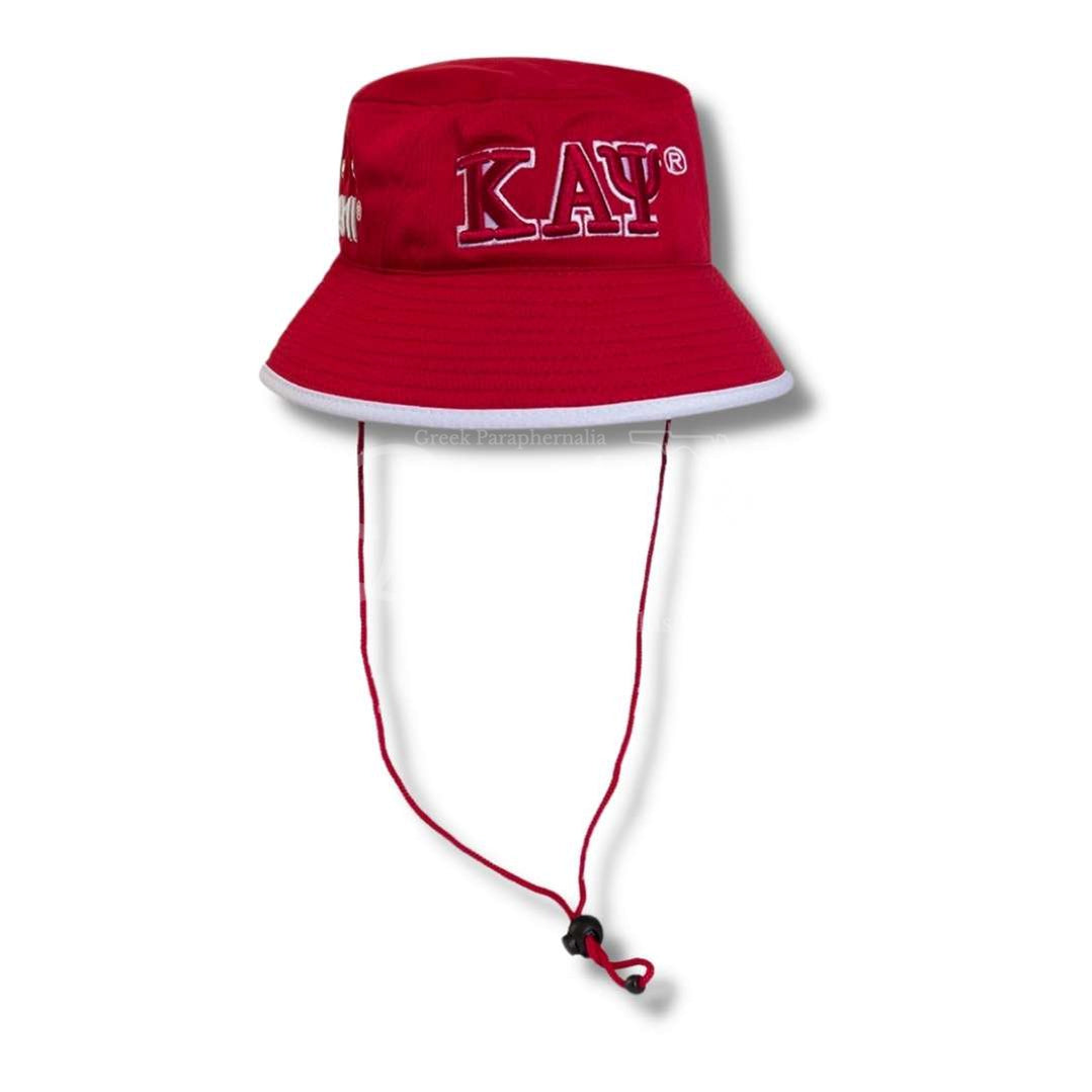 Kappa Alpha Psi Mesh Flex Fit ΚΑΨ Greek Letters Embroidered Bucket Hat with DrawstringRed-Betty's Promos Plus Greek Paraphernalia