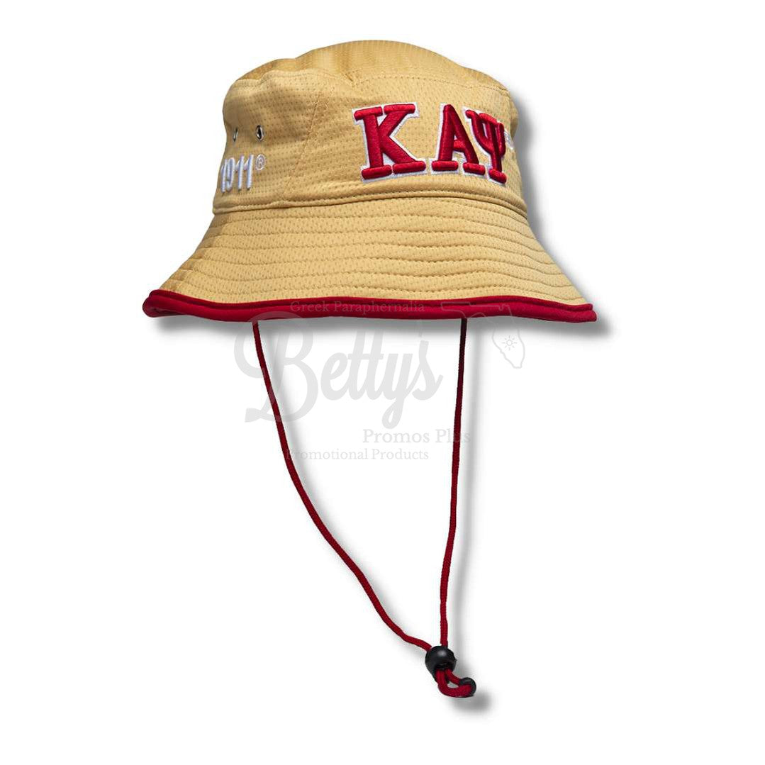 Kappa Alpha Psi Mesh Flex Fit ΚΑΨ Greek Letters Embroidered Bucket Hat with DrawstringKhaki-Betty's Promos Plus Greek Paraphernalia