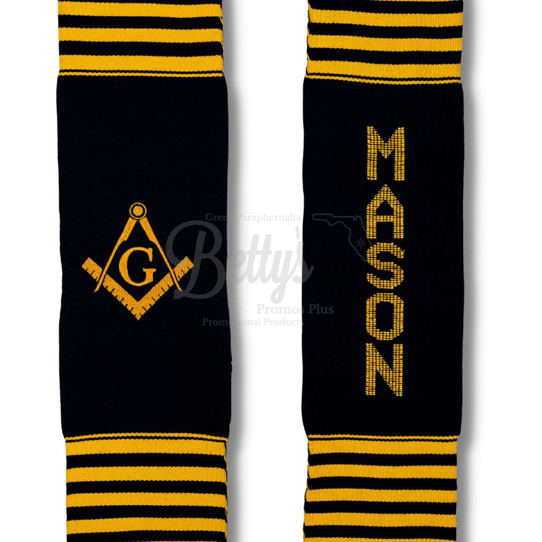 Mason Freemason Masonic Shield Kente Cloth Graduation Stole-Betty's Promos Plus Greek Paraphernalia