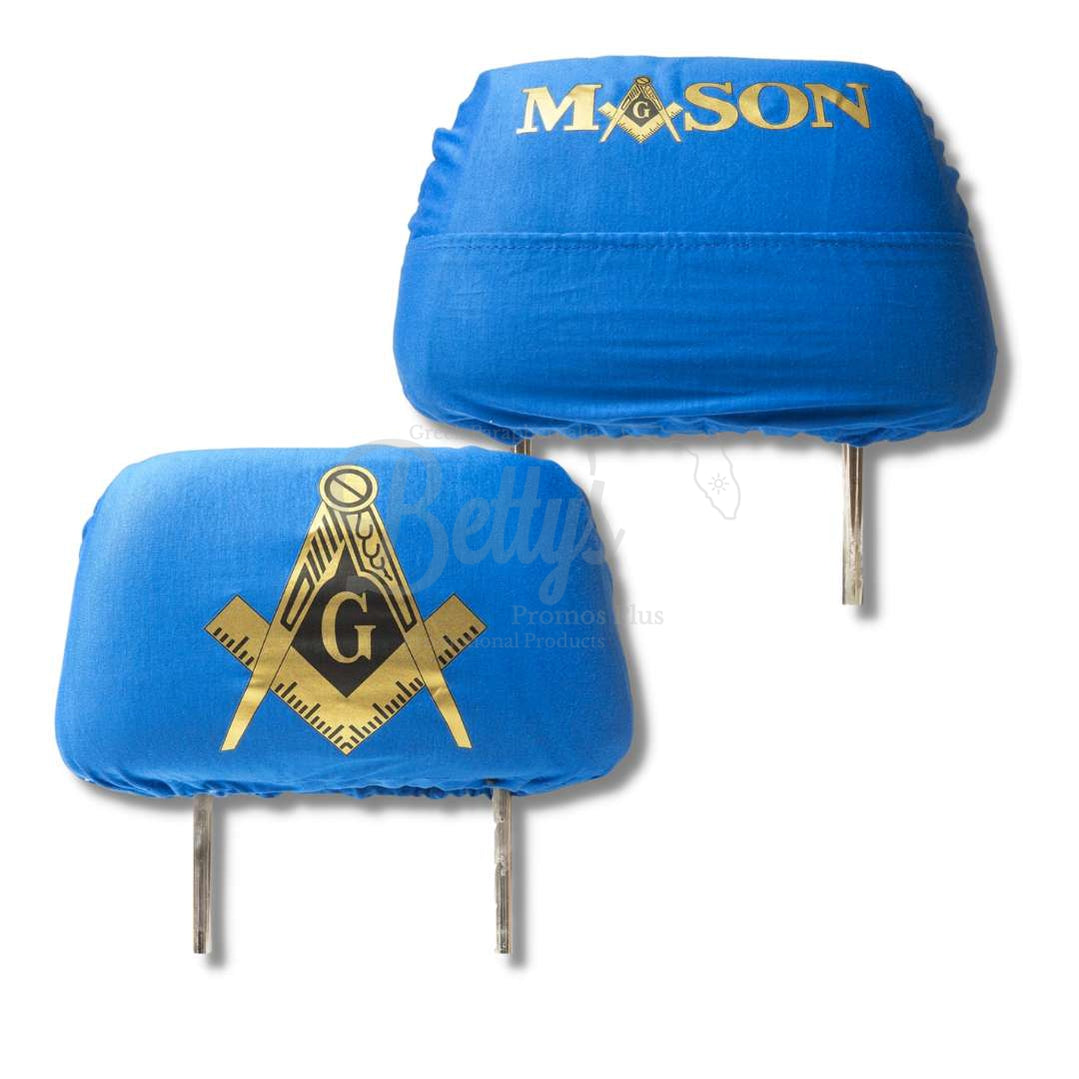 Mason Freemason Shield with Letters Car Seat Headrest CoverBlue-Betty's Promos Plus Greek Paraphernalia