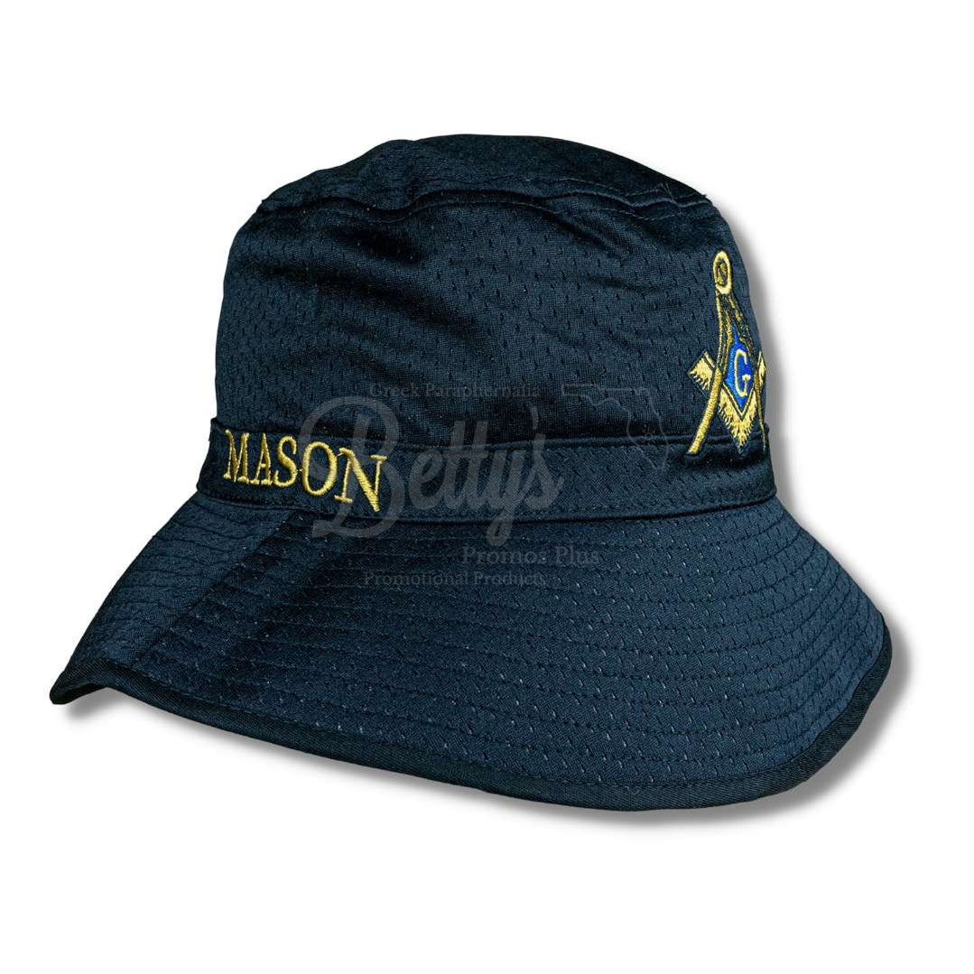 Mason Masonic 2B1 ASK 1 Mesh Flex Fit Embroidered Bucket HatBlack-Medium-Betty's Promos Plus Greek Paraphernalia