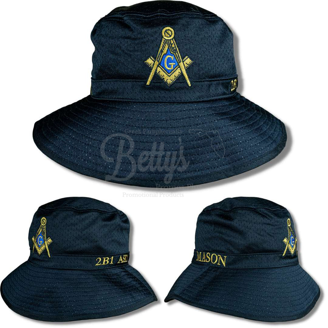 Mason Masonic 2B1 ASK 1 Mesh Flex Fit Embroidered Bucket Hat-Betty's Promos Plus Greek Paraphernalia