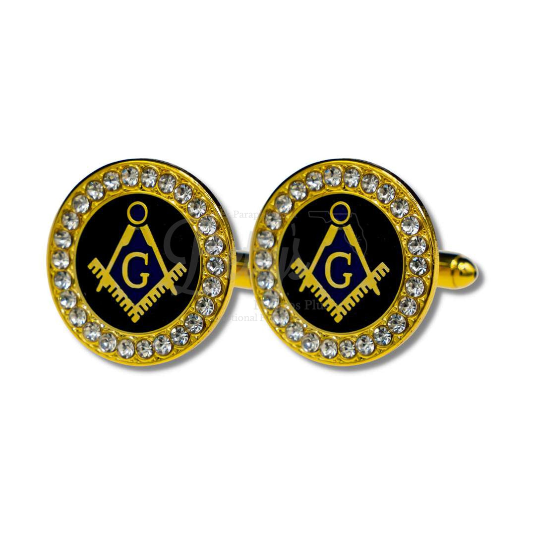 Mason Masonic Bling Cufflinks Freemason Cuff LinksGold-Betty's Promos Plus Greek Paraphernalia