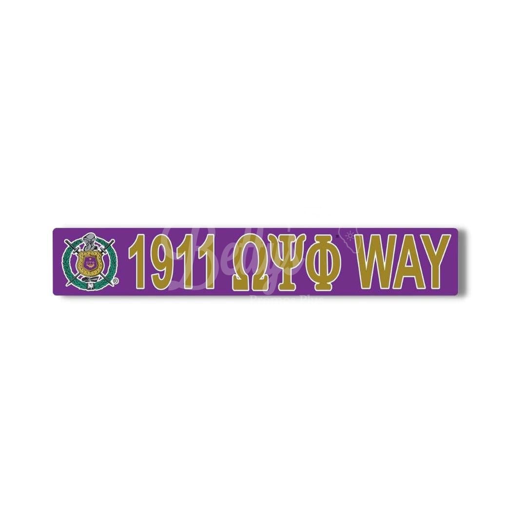 Omega Psi Phi 1911 ΩΨΦ Way Street SignPurple-Betty's Promos Plus Greek Paraphernalia