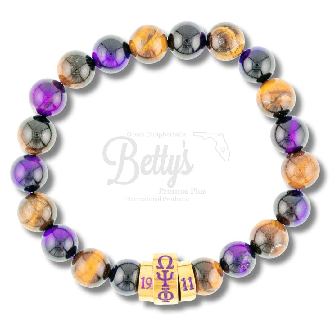 Omega Psi Phi 1911 Purple & Gold Marbled Beaded BraceletPurple & Gold-Betty's Promos Plus Greek Paraphernalia