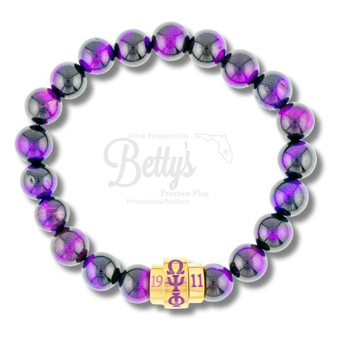 Omega Psi Phi 1911 Purple Marbled Beaded BraceletPurple-Betty's Promos Plus Greek Paraphernalia