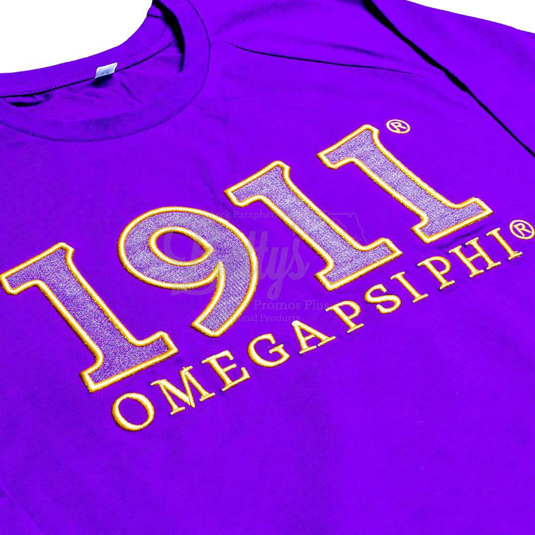 Omega Psi Phi ΩΨΦ 1911 Embroidered Long Sleeve T-Shirt-Betty's Promos Plus Greek Paraphernalia