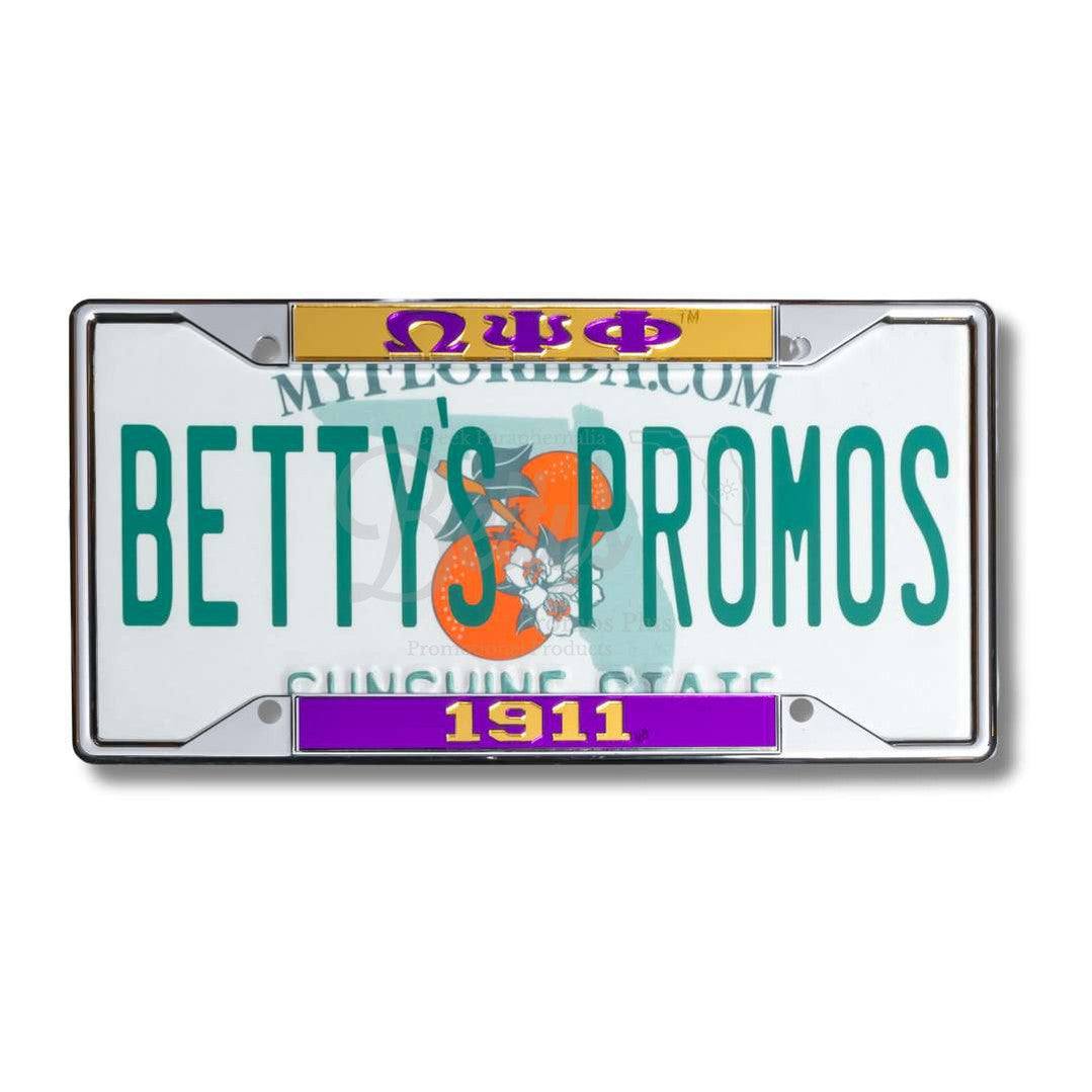 Omega Psi Phi ΩΨΦ 1911 Metal Acrylic Mirror Laser Engraved Auto Tag FramePurple Bottom-Betty's Promos Plus Greek Paraphernalia