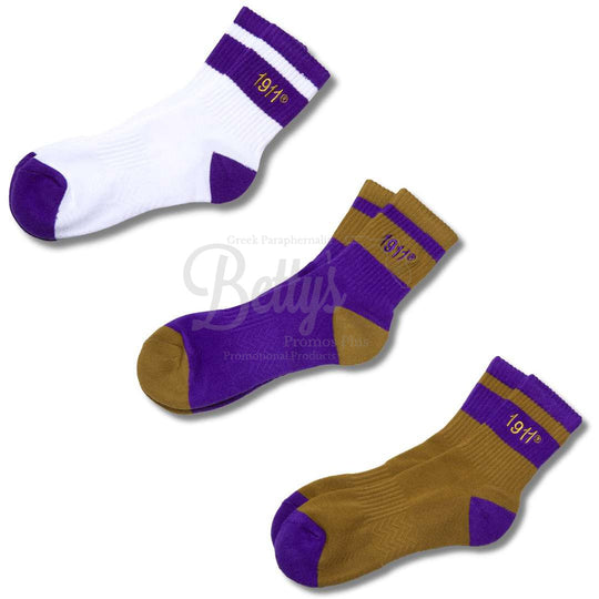 Omega Psi Phi ΩΨΦ 1911 Quarter Socks-Betty's Promos Plus Greek Paraphernalia