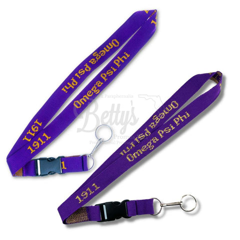 Omega Psi Phi "ΩΨΦ 1911" Woven Embroidered Fraternity Lanyard-Betty's Promos Plus Greek Paraphernalia