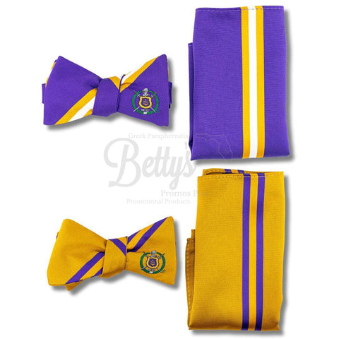 Omega Psi Phi ΩΨΦ Bow Tie and Pocket Square Combo-Betty's Promos Plus Greek Paraphernalia