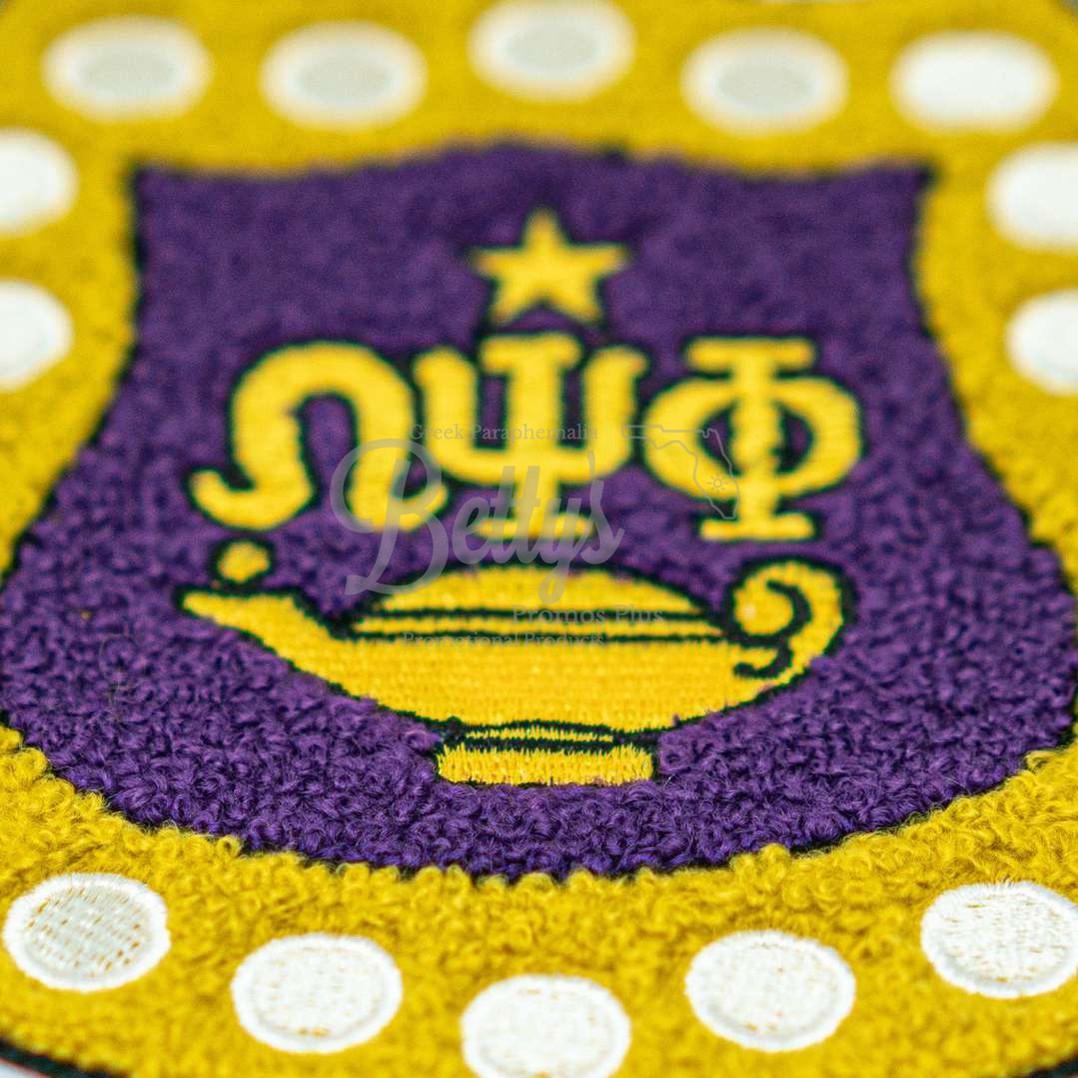 Omega Psi Phi ΩΨΦ Chenille Shield with Gold Background Embroidery PatchChenille-Gold Background-Betty's Promos Plus Greek Paraphernalia