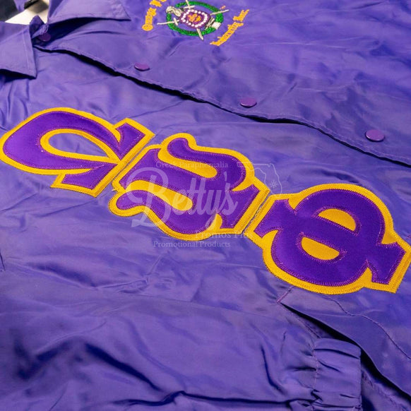 Omega Psi Phi ΩΨΦ Double-Stitched Embroidered Windbreaker Greek Line Jacket-Betty's Promos Plus Greek Paraphernalia