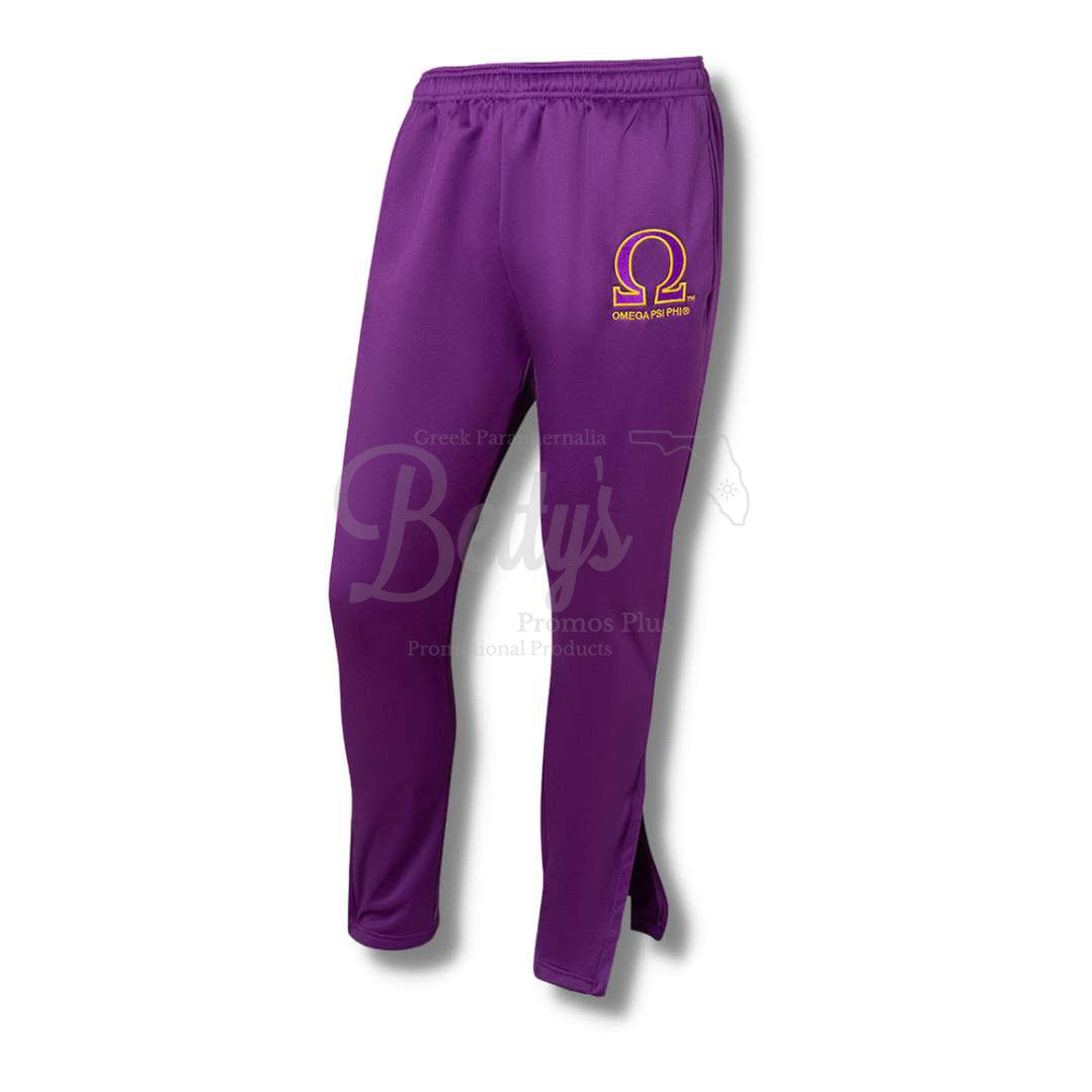 Omega Psi Phi ΩΨΦ Elite Jogger Pants with Zippered Leg OpeningPurple-Small-Betty's Promos Plus Greek Paraphernalia