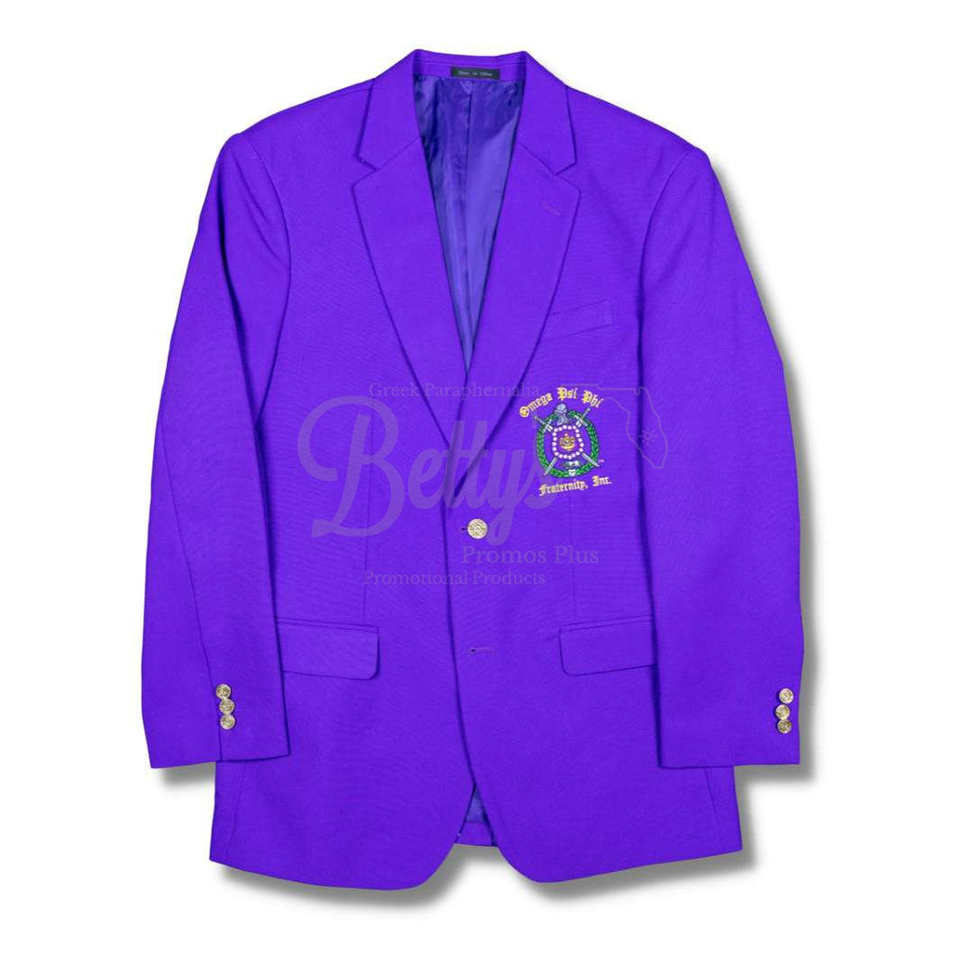 Omega Psi Phi ΩΨΦ Embroidered Shield Crest Blazer Sport Coat-Betty's Promos Plus Greek Paraphernalia