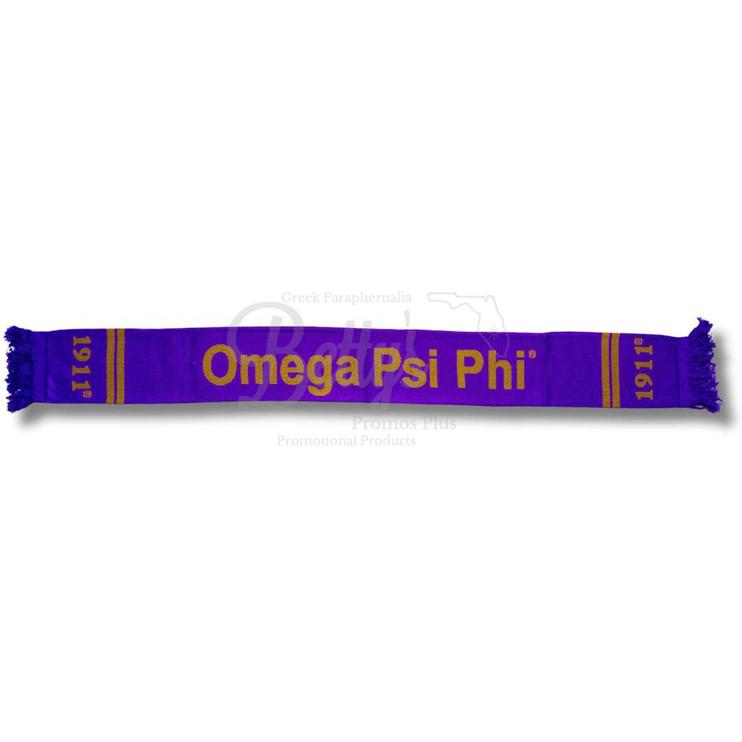 Omega Psi Phi ΩΨΦ Fraternity Knit ScarfPurple-Betty's Promos Plus Greek Paraphernalia