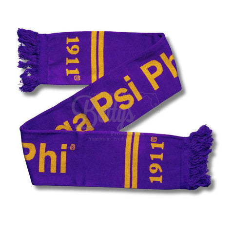 Omega Psi Phi ΩΨΦ Fraternity Knit ScarfPurple-Betty's Promos Plus Greek Paraphernalia