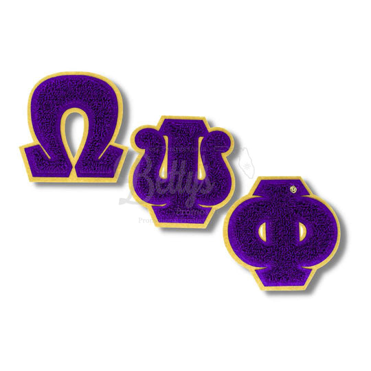 Omega Psi Phi ΩΨΦ Greek Letters Set of 3 Chenille Letter Patch Set for JacketsPurple-Betty's Promos Plus Greek Paraphernalia