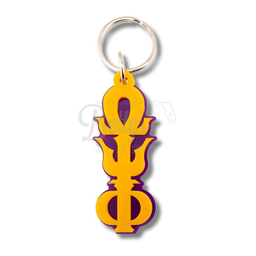 Omega Psi Phi ΩΨΦ Greek Letters Vertical Acrylic KeychainGold-Large-Betty's Promos Plus Greek Paraphernalia