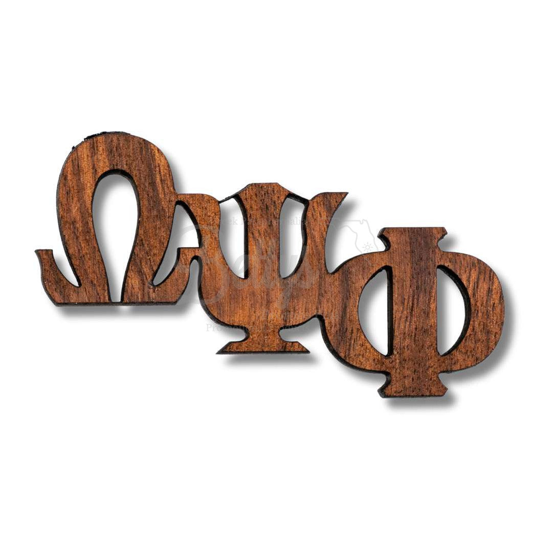 Omega Psi Phi ΩΨΦ Greek Letters Wooden Lapel PinLarge-Betty's Promos Plus Greek Paraphernalia