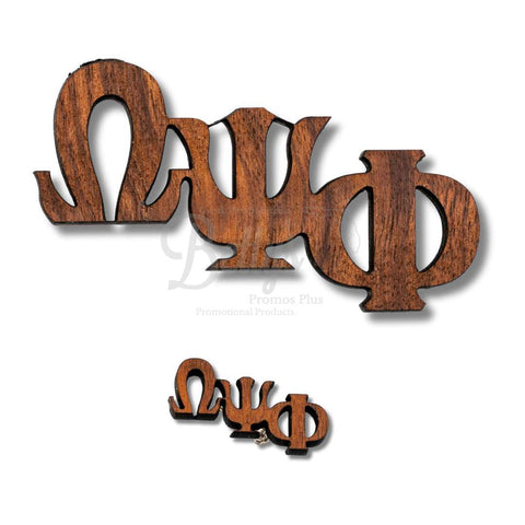 Omega Psi Phi ΩΨΦ Greek Letters Wooden Lapel Pin-Betty's Promos Plus Greek Paraphernalia