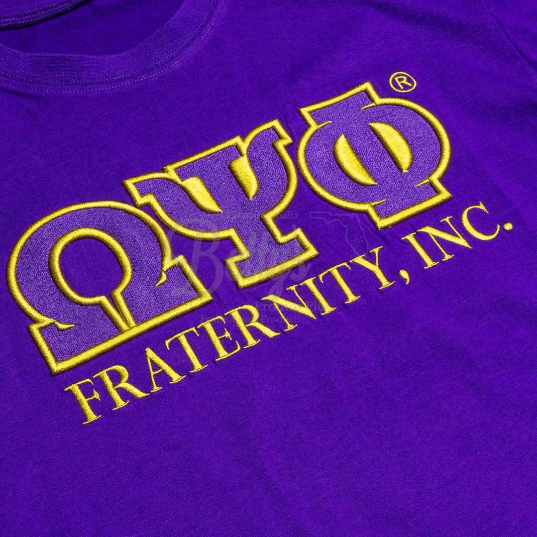 Omega Psi Phi ΩΨΦ Luxury Embroidered T-Shirt with 1911 Sleeve-Betty's Promos Plus Greek Paraphernalia