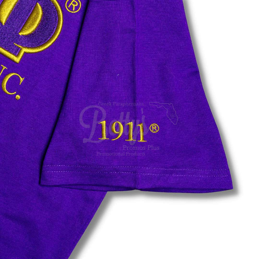 Omega Psi Phi ΩΨΦ Luxury Embroidered T-Shirt with 1911 Sleeve-Betty's Promos Plus Greek Paraphernalia