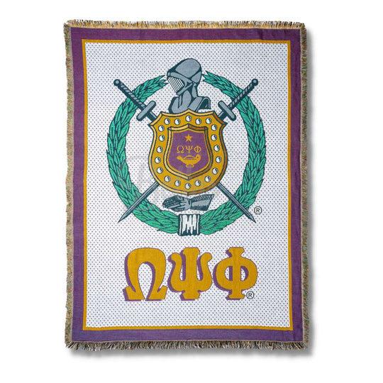 Omega Psi Phi ΩΨΦ Shield Afghan Throw BlanketShield-Betty's Promos Plus Greek Paraphernalia