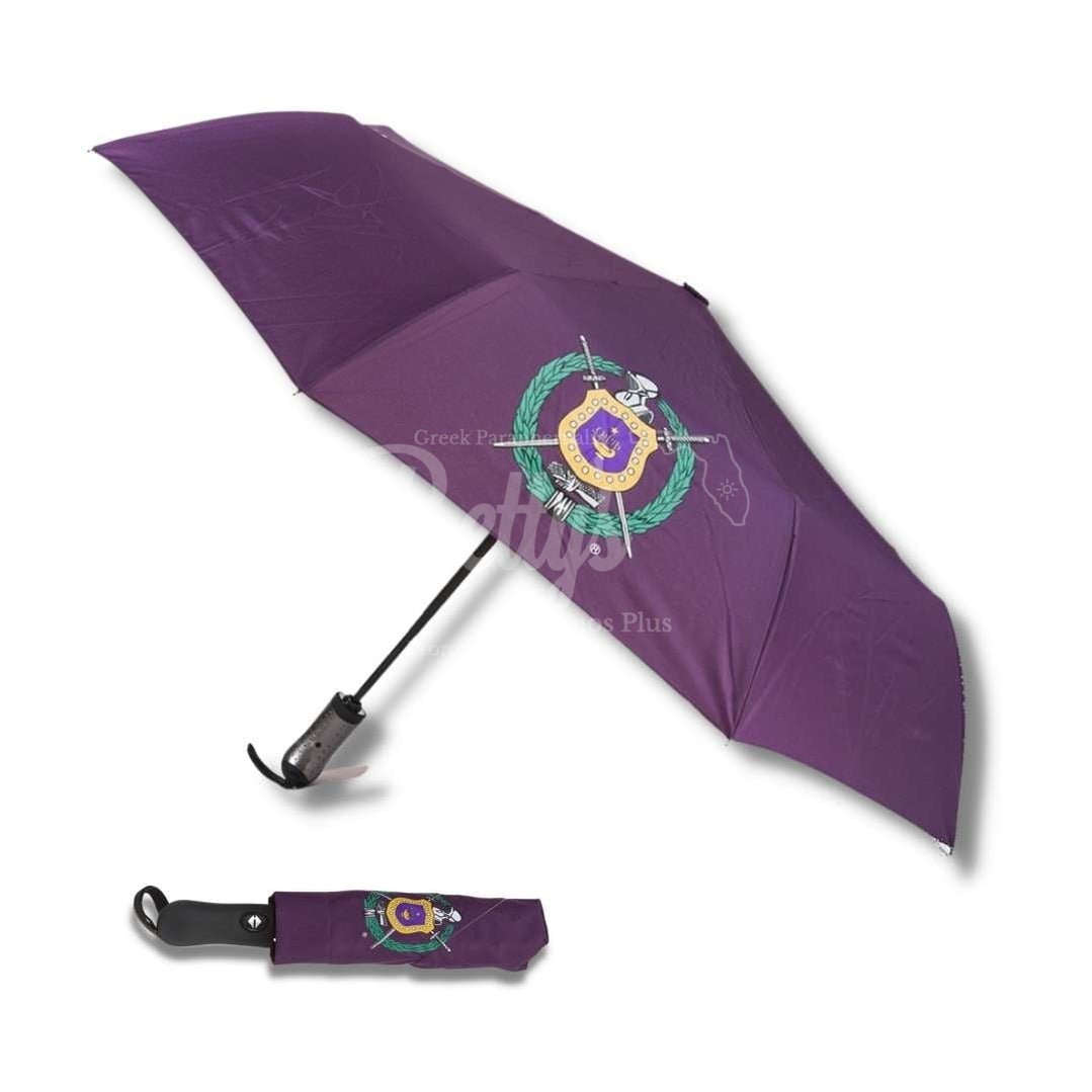 Omega Psi Phi ΩΨΦ Shield Hurricane UmbrellaPurple-Large-Betty's Promos Plus Greek Paraphernalia